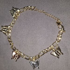 Gold and Silver Butterfly Charm Bracelet